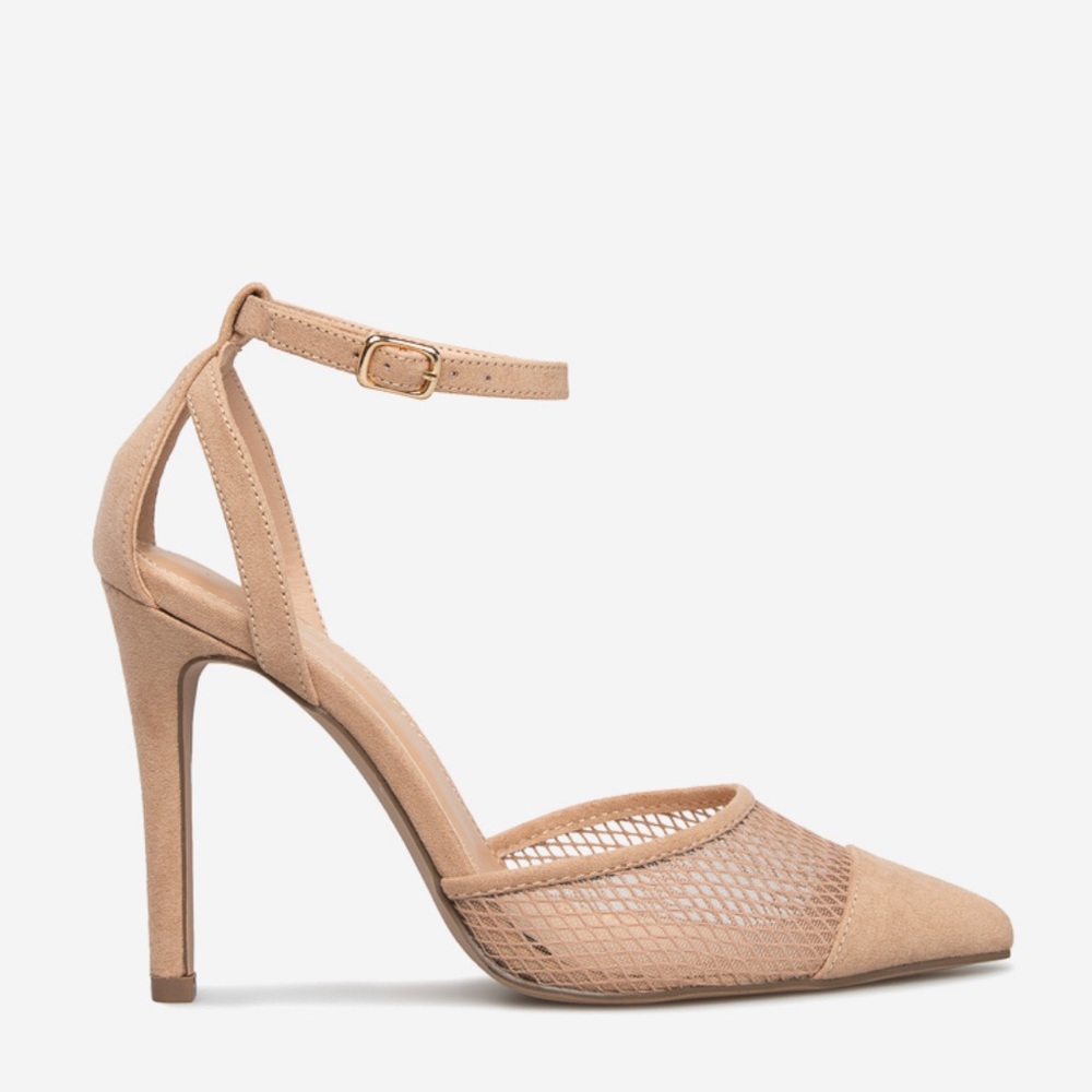 NWT Shoe Dazzle Beige Mesh Detail Heeled Pumps - Picture 8 of 10
